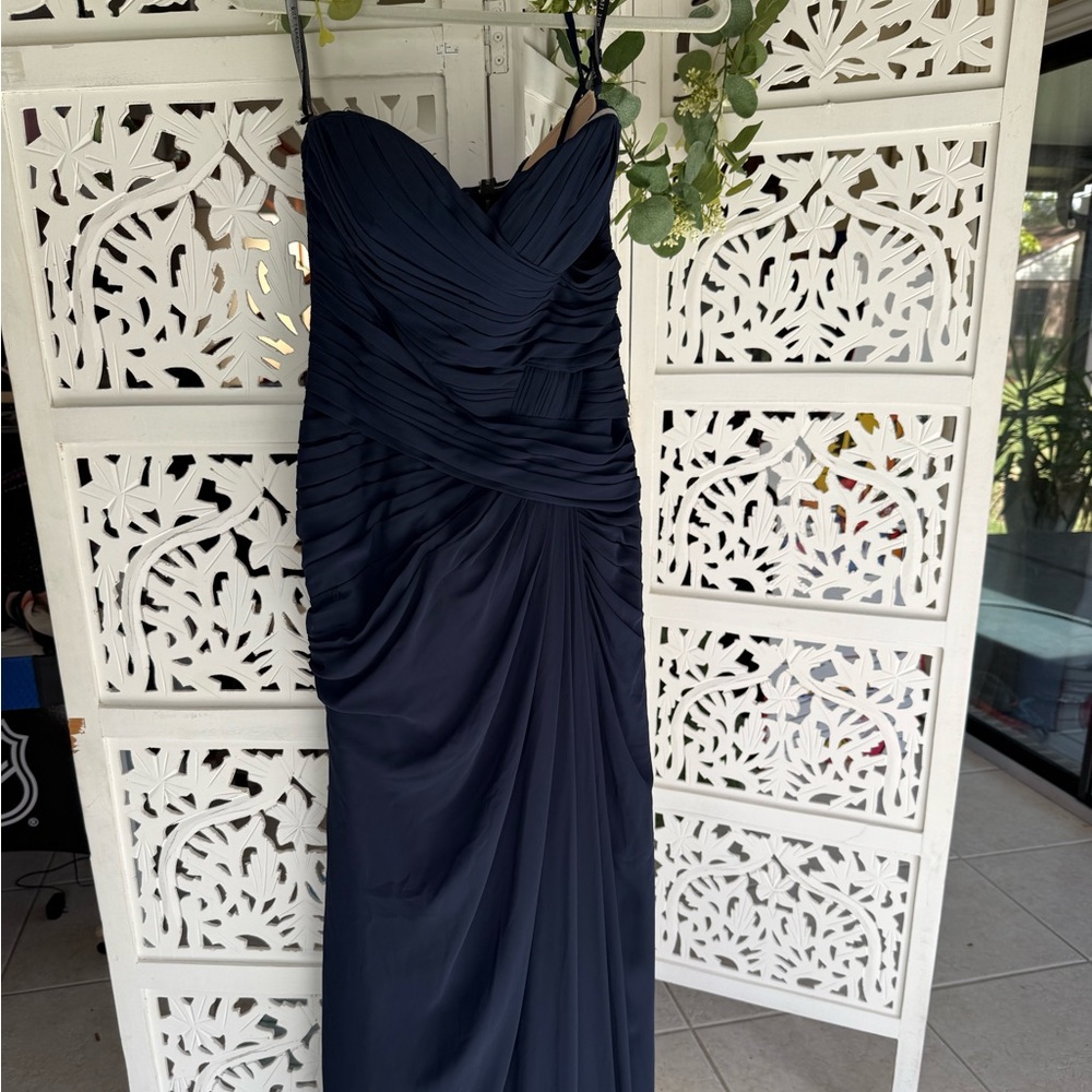 Bill Levkoff bridesmaid dress navy